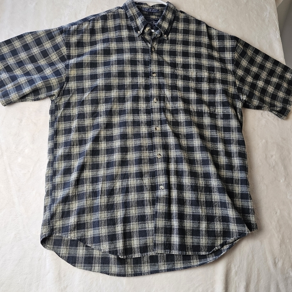 Common Man by dale waters  Plaid Shirt mens XL 90s Button Down Shirt